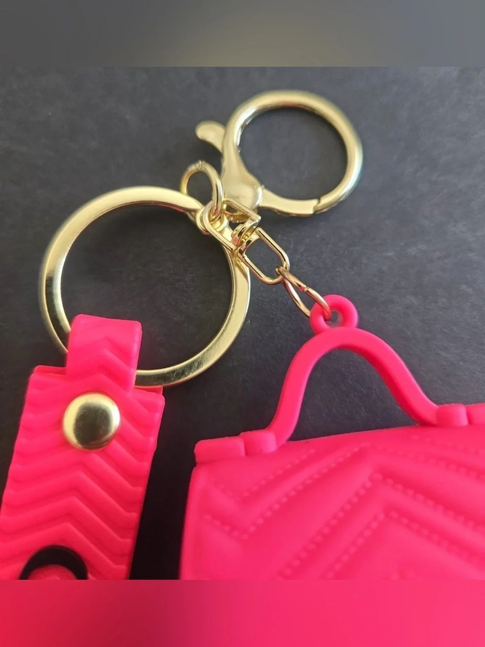 NEW Gucci Hot Pink Silicone Bag Charm Keychain with Wristlet Strap